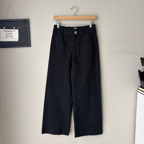 NWT Anthropologie Maeve The Colette Sparkle Black Denim Cropped Wide-Leg Jean 27 - Picture 2 of 10